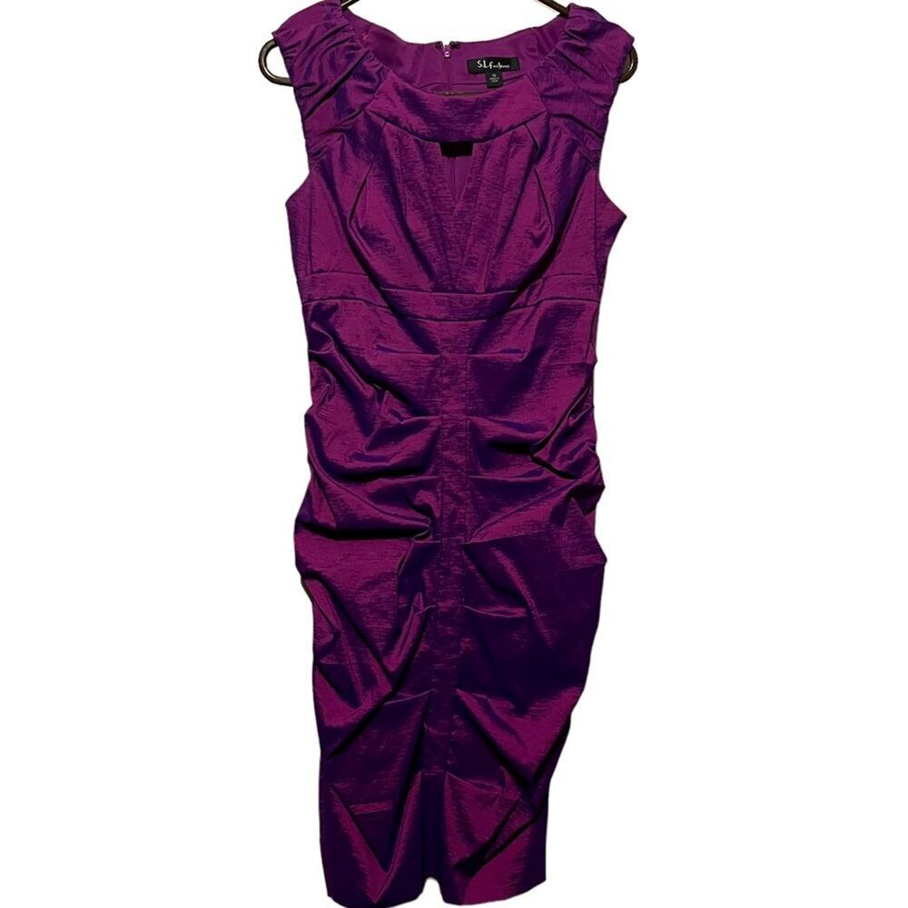 S.L. Fashions Iridescent Purple Sleeveless Dress